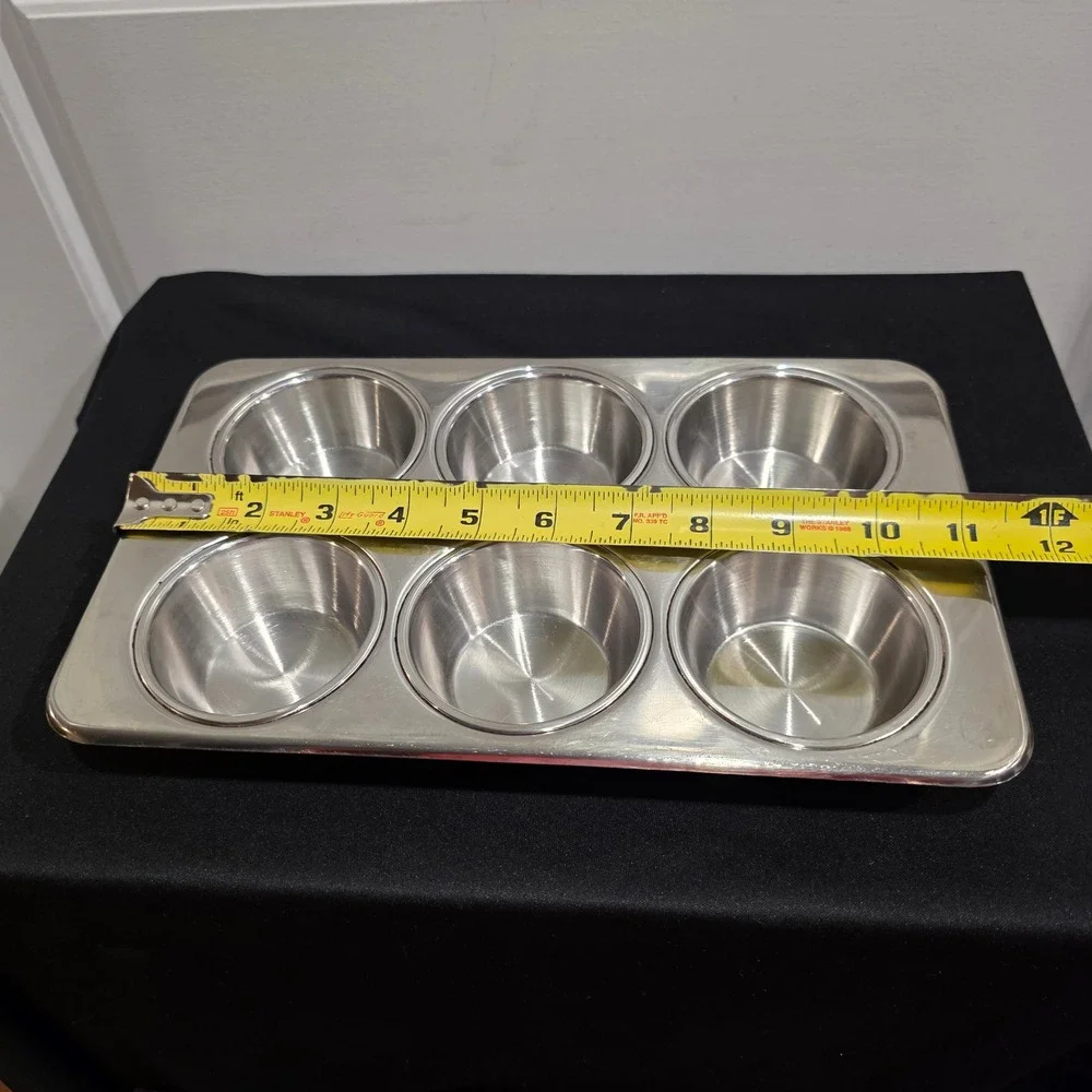 Vintage Revere Ware Stainless Steel 6 Cup Muffin Pan, Cupcake Tin #2516